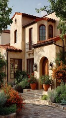 Fototapeta premium Elegant Mediterranean-style home exterior