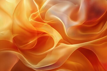 Obraz premium Abstract flow of orange and yellow silk fabric waves.