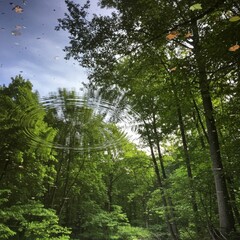 Water Reflection of Lush Green Forest Under Blue Sky