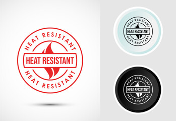 Fototapeta premium Heat resistant icon design illustration, Heat resistant label sign symbol in color, black and white