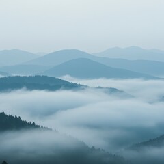 Blue Mountains Enveloped in Morning Mist