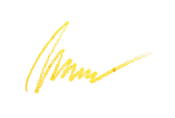 Yellow eye pencil strokes isolated on white, top view