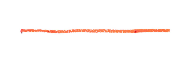 Orange eye pencil stroke isolated on white, top view