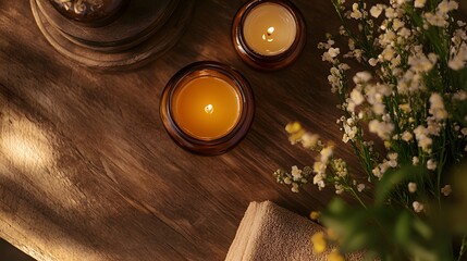Tranquil beauty space with natural scents and warm tones