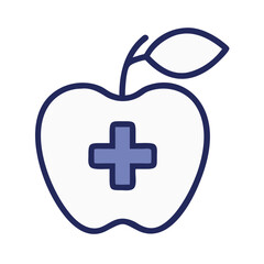 Fototapeta premium Apple with Medical Cross Icon Representing Health, Nutrition, and Medical Wellness