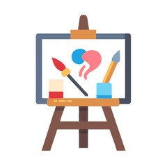 Artist Easel with Canvas and Brush Icon Representing Painting Tools and Creative Artwork