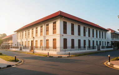 Fototapeta premium Stillness and structure — morning in the old Dutch quarters.