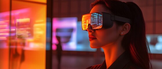 A woman wearing a pair of virtual reality goggles