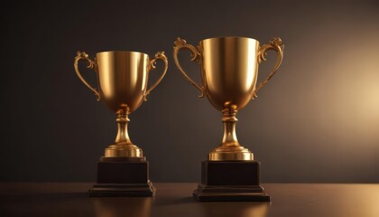 Vector silhouette of bronze trophy, gleaming golden cup , metallic, place