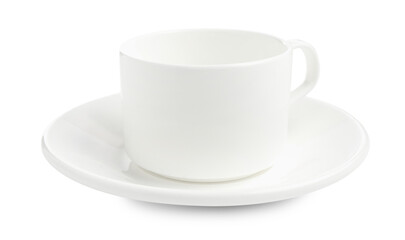 Empty coffee cup with saucer isolated on white