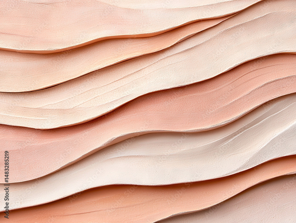 Poster earthy peach toned waves create seamless, textured abstract pattern with soft, flowing lines and cal