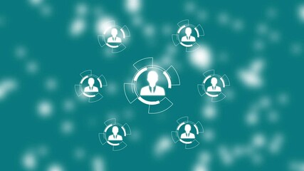 Circle shape people icon and connection line for social network cyber futuristic technology concept with dark and grain processed. symbolizing modern technology and innovation in business strategy  - Powered by Adobe