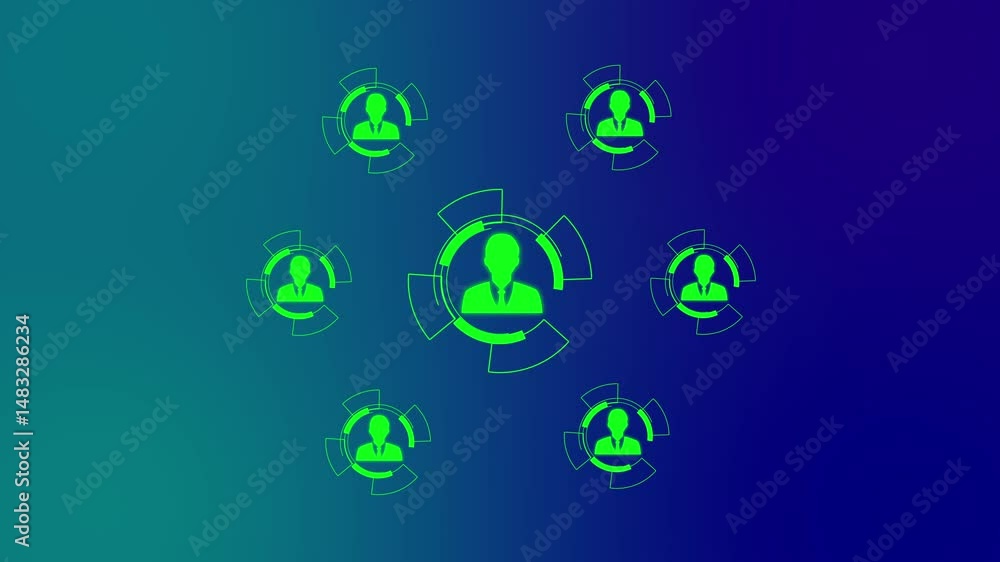 Poster circle shape people icon and connection line for social network cyber futuristic technology concept 