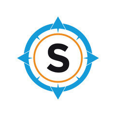 Compass Logo combine with letter S vector template
