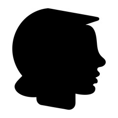 Monochrome profile silhouette of a woman with a short, flipped hairstyle