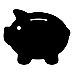 A simple silhouette of a piggy bank representing savings and financial growth