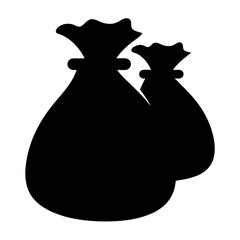 Two Black Money Bags or Sacks Symbolizing Wealth and Security