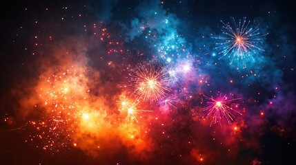 Fototapeta premium Vibrant celebration of fireworks display in night sky for festive occasions
