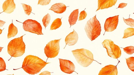 Fototapeta premium Autumn leaves pattern design on a white background.