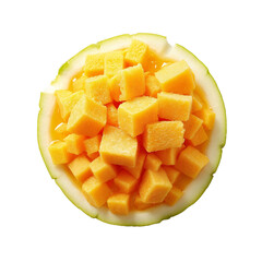 A close up of a melon cut in half