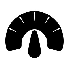 Sleek Black Speedometer Icon Indicating Minimal Performance or Low Intensity Level