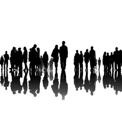 Naklejka premium A Crowded City Scene: Silhouettes of People , isolated on white background png