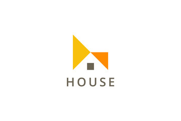House Logo Image. Geometric House Symbol Isolated On White Background. Flat Vector Logo Design Template Element Usable For Real Estate, Construction, Architecture And Building Logos.