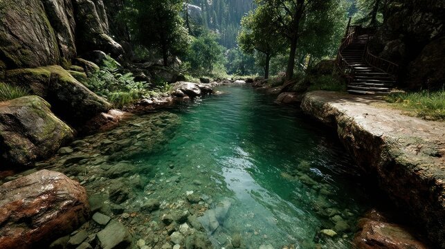 Emerald mountain stream