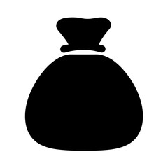 Simple black silhouette of a tied sack filled with treasure or goods