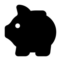Black Piggy Bank Silhouette Symbolizing Saving Money and Financial Security