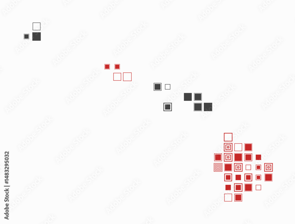 Poster hawaii, shape of the state build of colored cells. digital style map of the hawaii on white backgrou