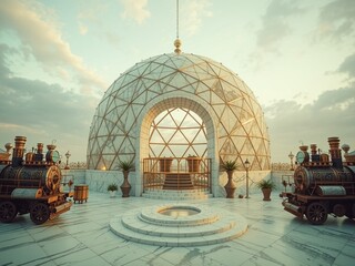 Belle &Eacute;poque Dome, Pastel Hues, Geodesic Serenity
