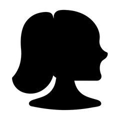 Black silhouette of a woman with short hair in profile view