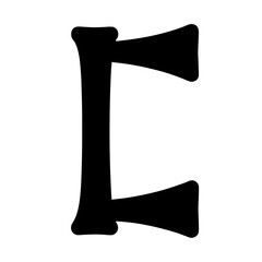 Stylized Single Axe Head Illustration in Black and White Minimalist Design