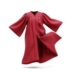 Red Graduation Gown Floating on White Background
