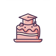 Pink Graduation Cake with Cap Illustration