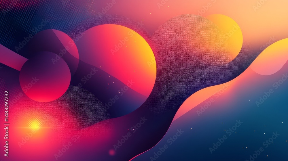 Poster abstract design with vibrant colors and dynamic shapes.
