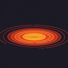 Abstract Orange and Red Concentric Circles Rippling on Dark Background