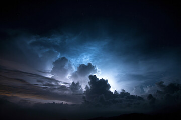 Naklejka premium 015-049-Clouds-533-Silhouette_of_glowing_clouds_at_the_edge_of_nigh