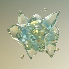 Abstract Green And Blue Faceted Crystal Cluster