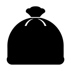 A simple vector illustration of a tied sack in silhouette format