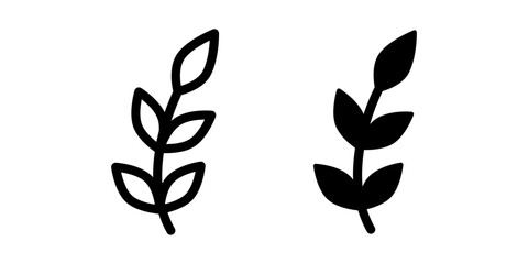 Botanical twig icon. Herbal stem sign. Natural leafy branch symbol. Eco-friendly foliage pictogram. Organic greenery environment illustration.
