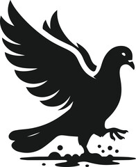 Vector pigeon bird silhouette isolated