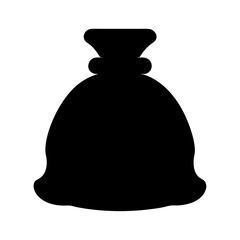 Naklejka premium Stylized black silhouette drawing of a tied sack or moneybag illustration
