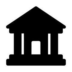 Simple Silhouette of a Classical Building with Pillars and Steps Leading Up