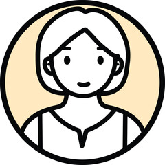 Vector avatar people line marker black cartoon profile picture people girl shirt hair lady woman female