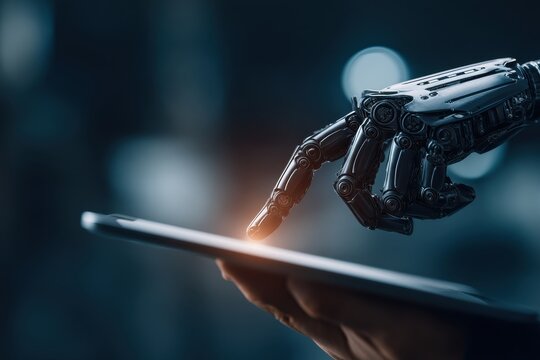 The Industry 0 concept is illustrated by an image of a hand holding a mobile device, such as a cell phone or tablet, which features an augmented reality screen, all set against the background of a