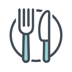 Fork and Knife Symbol Representing Dining, Food, and Restaurant Services
