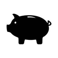 Black Piggy Bank Icon Symbolizing Savings and Financial Planning for the Future