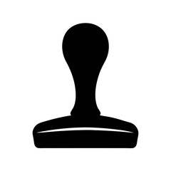 Monochrome stamp image depicting official confirmation with handle and flat bottom